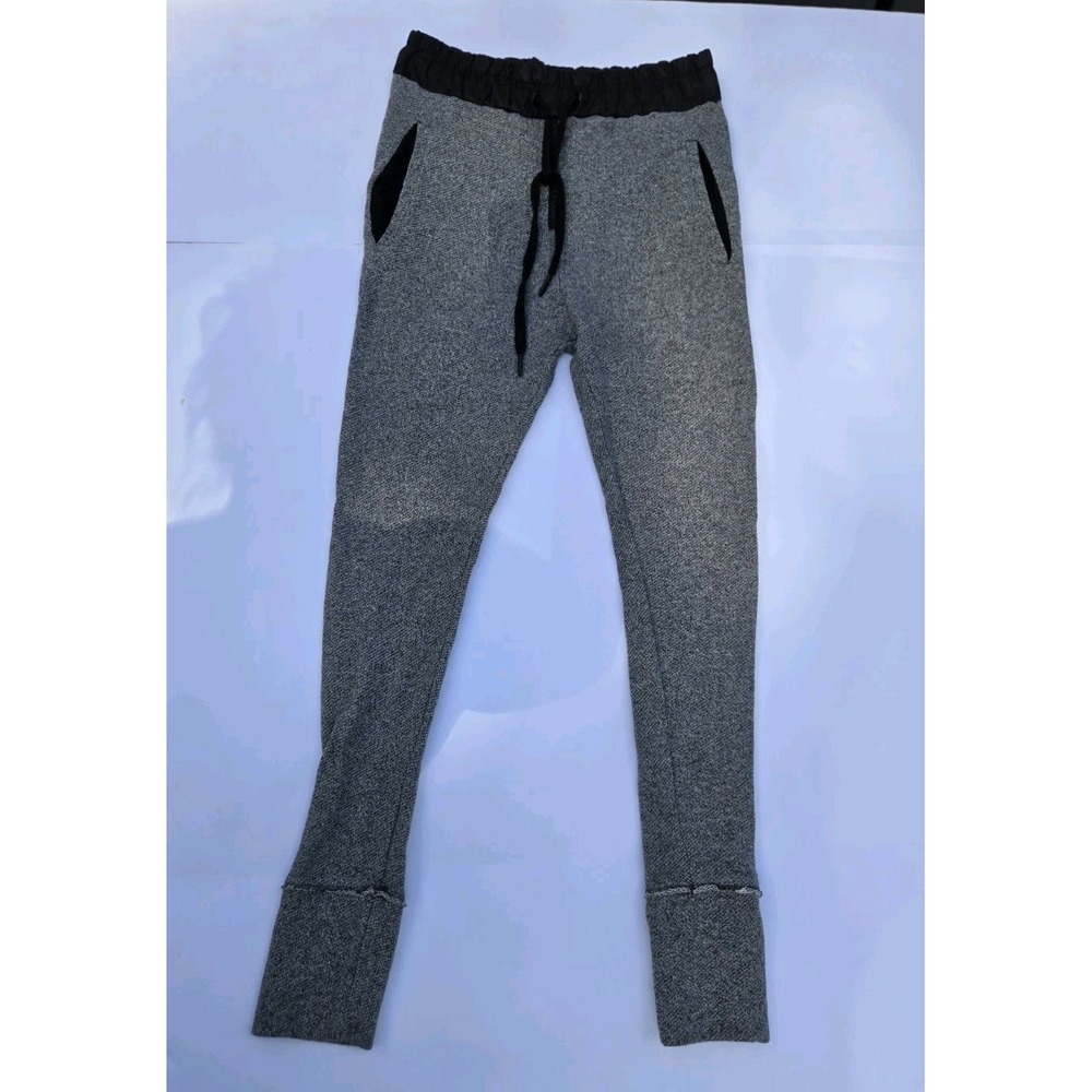 ZARA Women's Knit Jogger Pants Size S Gray Black Drawstring Waist Tapered Cuffed
